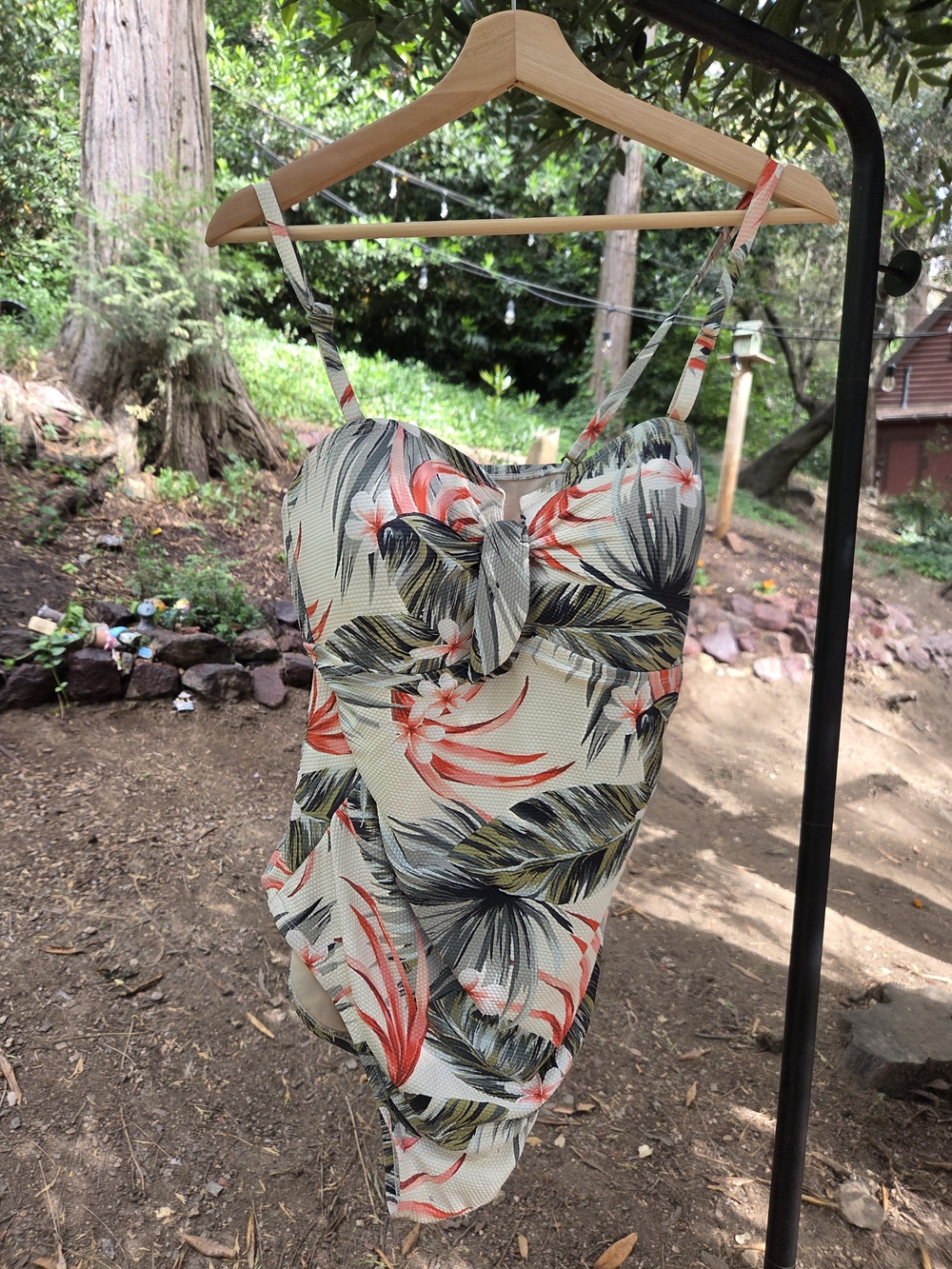 Davina Tropical Floral Tie-Frontโ One-Piece Swimsuit Size XL
